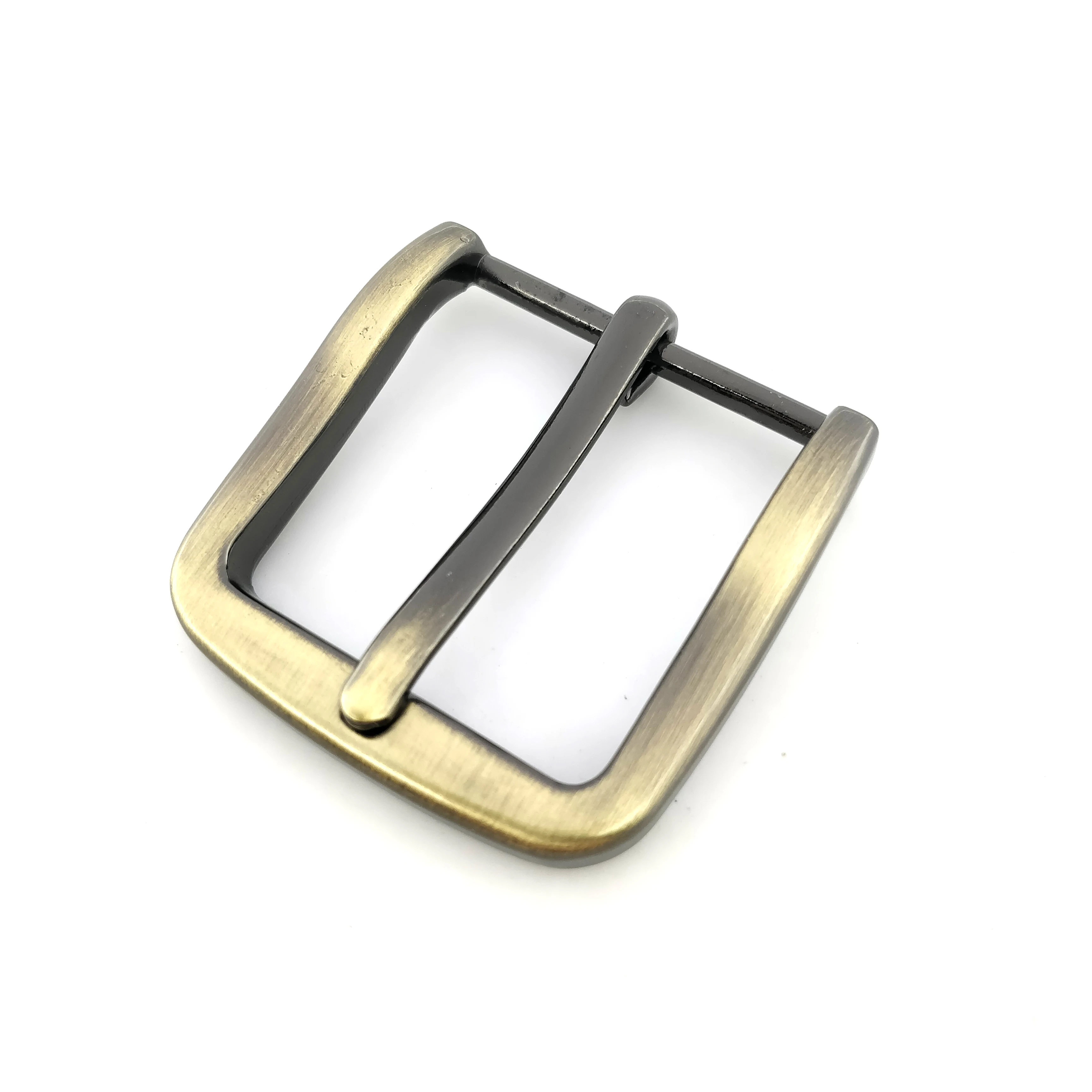 Customized single pin antique brass belt bucle 35mm square shape men antique bronze alloy pin metal buckle