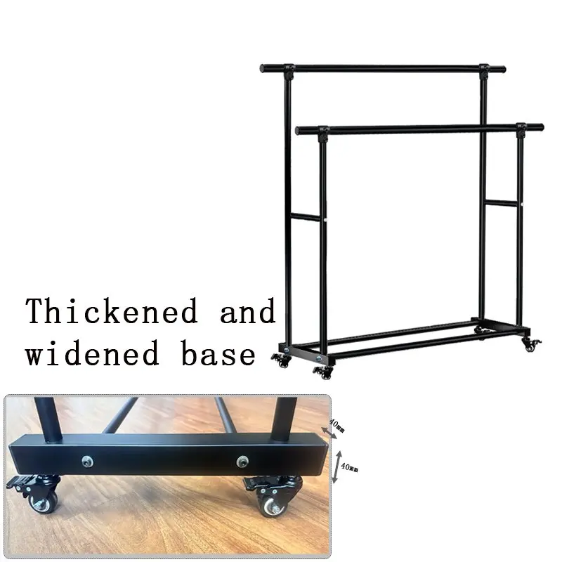 Heavy Duty Double Rod Garment Clothing Rack Rail Rolling Clothes Organizer on Wheels