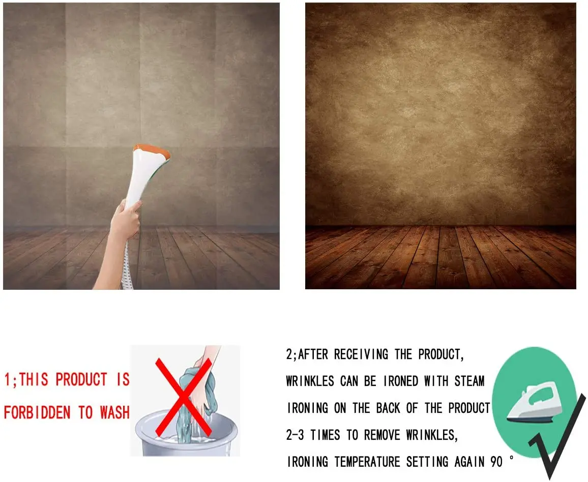 5x7FT Photography Photograph Brown Wall and Wooden Floor Background for Newborn Baby Photography Kid 1st Birthday Cake Smash