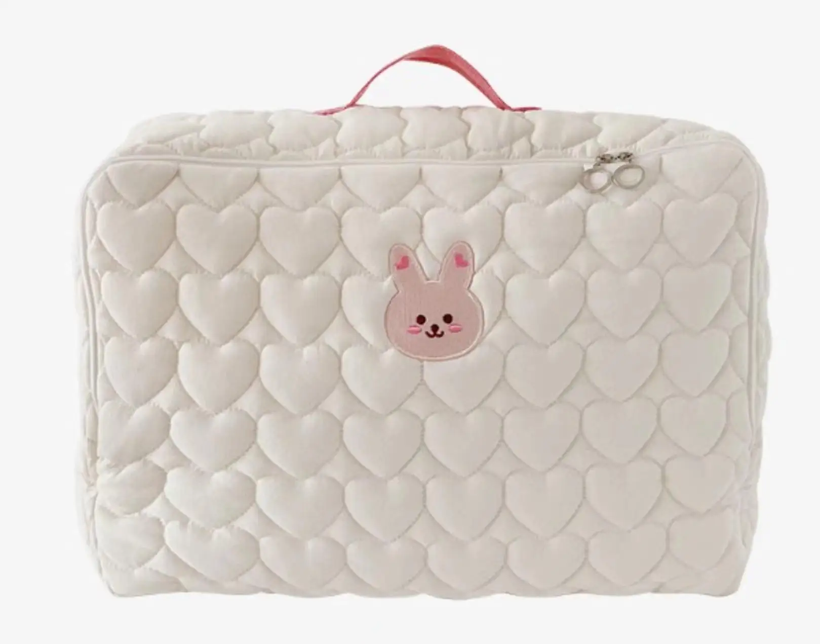 Baby Storage Bag with Quilted Cotton Material Embroidered Pattern and Zipper Closure Function