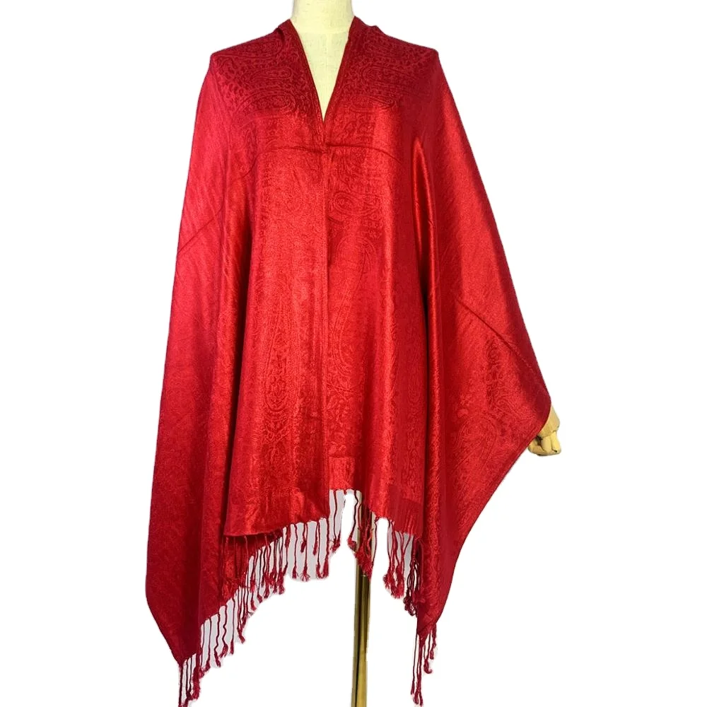 
2020 Year-end promotion Eco-friendly material jacquard tassel woven Monochrome paisley Pashmina scarf shawl 