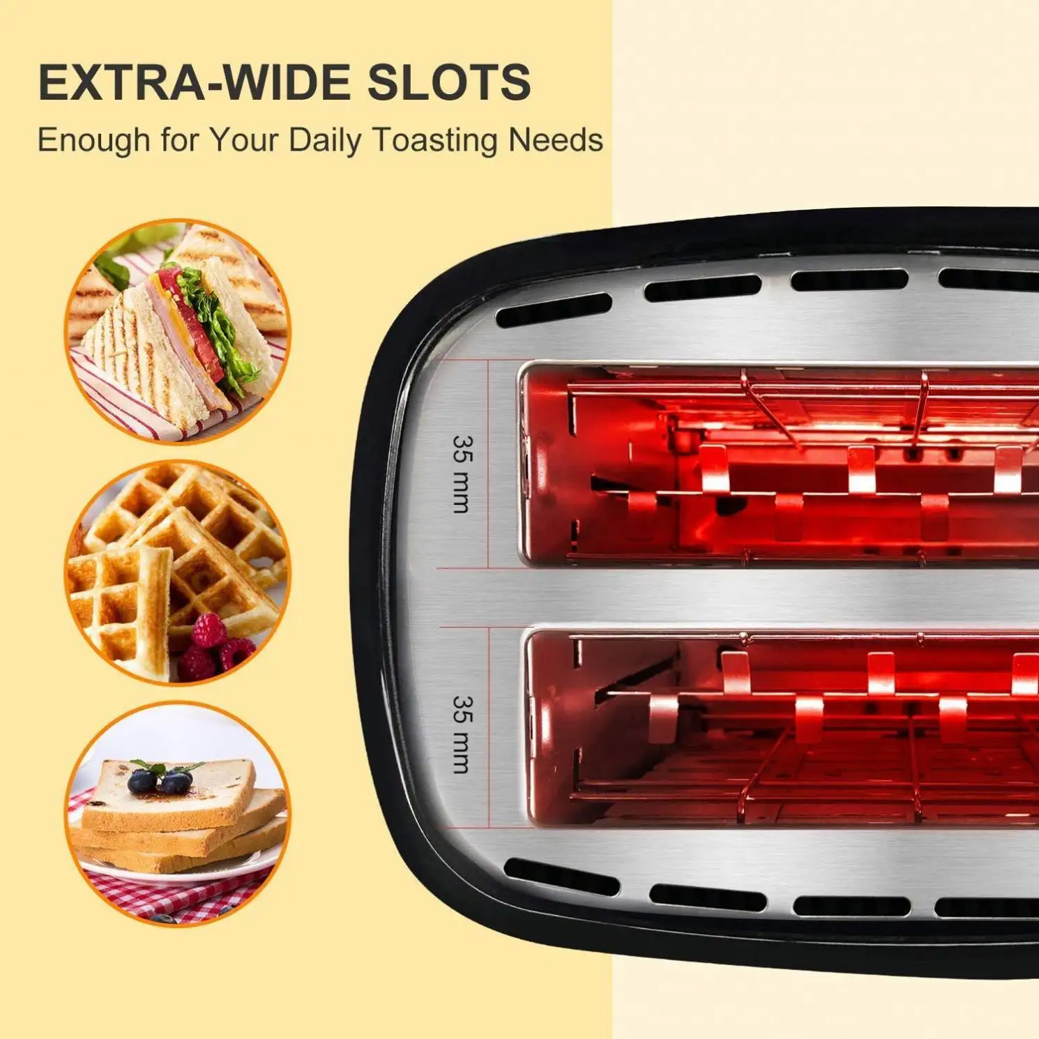 Auto Pop Up 2 Slices Retro Toaster Smart Electric Mini Toaster Oven Sandwich Bread Toaster With Defrosting Warming Up Function