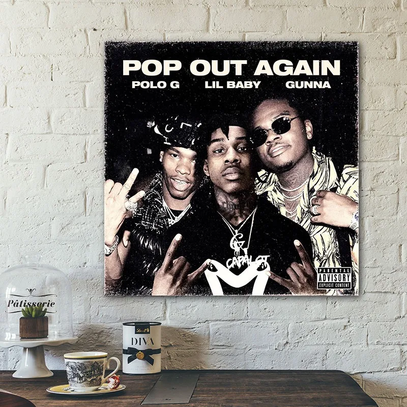 BIGIMAGE Custom Star Hip-Hop Rapper Wall Poster Canvas Framed Art Decorative Album Cover Digital printing picture Cardboard