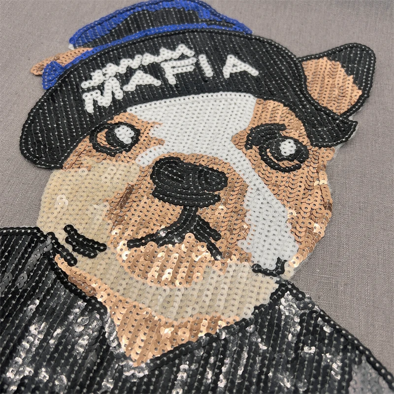 Factory custom designer eagle cartoon character embroidery letter brand logo jacket 3D sequin chenille embroidery patch