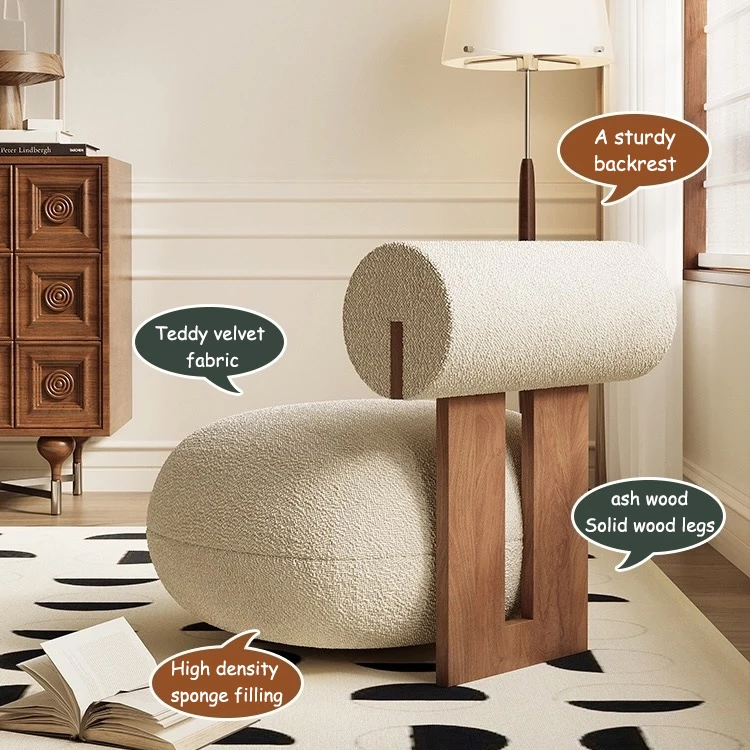 Modern Luxury Nordic Leisure Home Furniture Hotel Bedroom lounge Single Seater Sofa Chair Wooden Living Room velvet Accent Chair