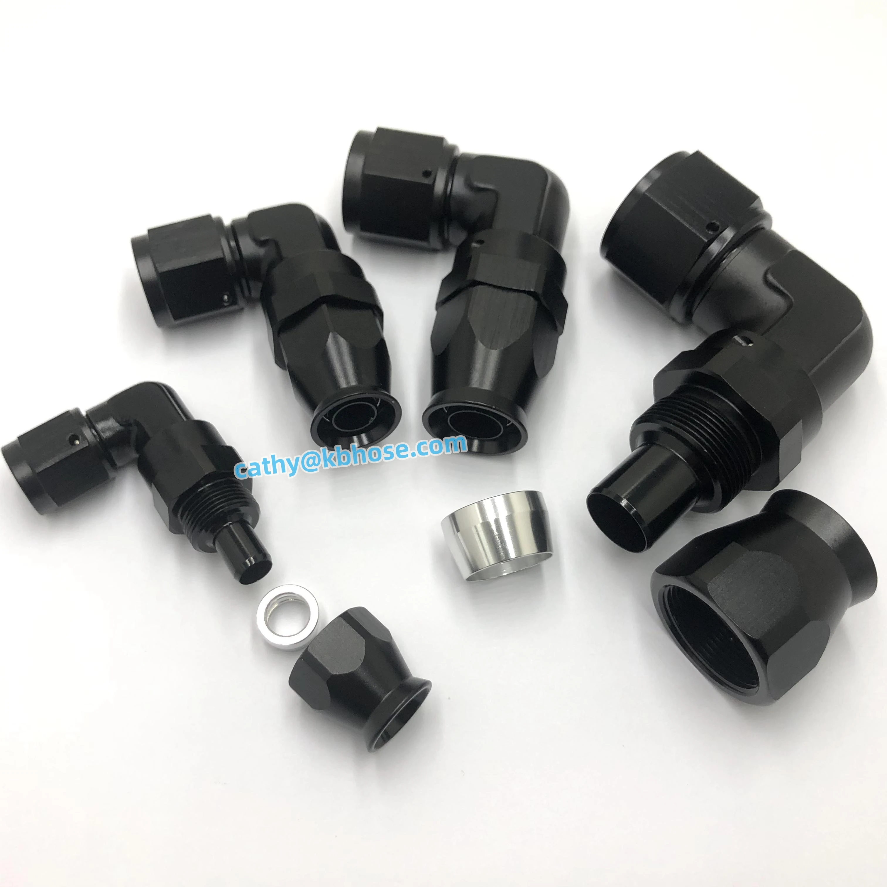 Изготовленные на заказ Алюминиевые Кованые 90 градусов AN3 AN4 AN6 AN8 AN10 AN12 PTFE поворотные концы шланга топливной магистрали и фитинги