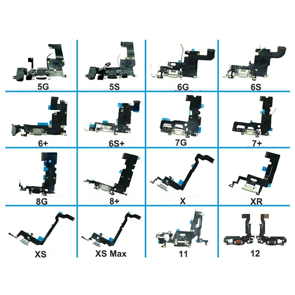 Mobile Phone Spare Parts 5 6 6S 7 8 Plus Charger Dock Connector Flex Cable Charging for iPhone X Xr Xs 11 12 13 mini 14 Pro Max