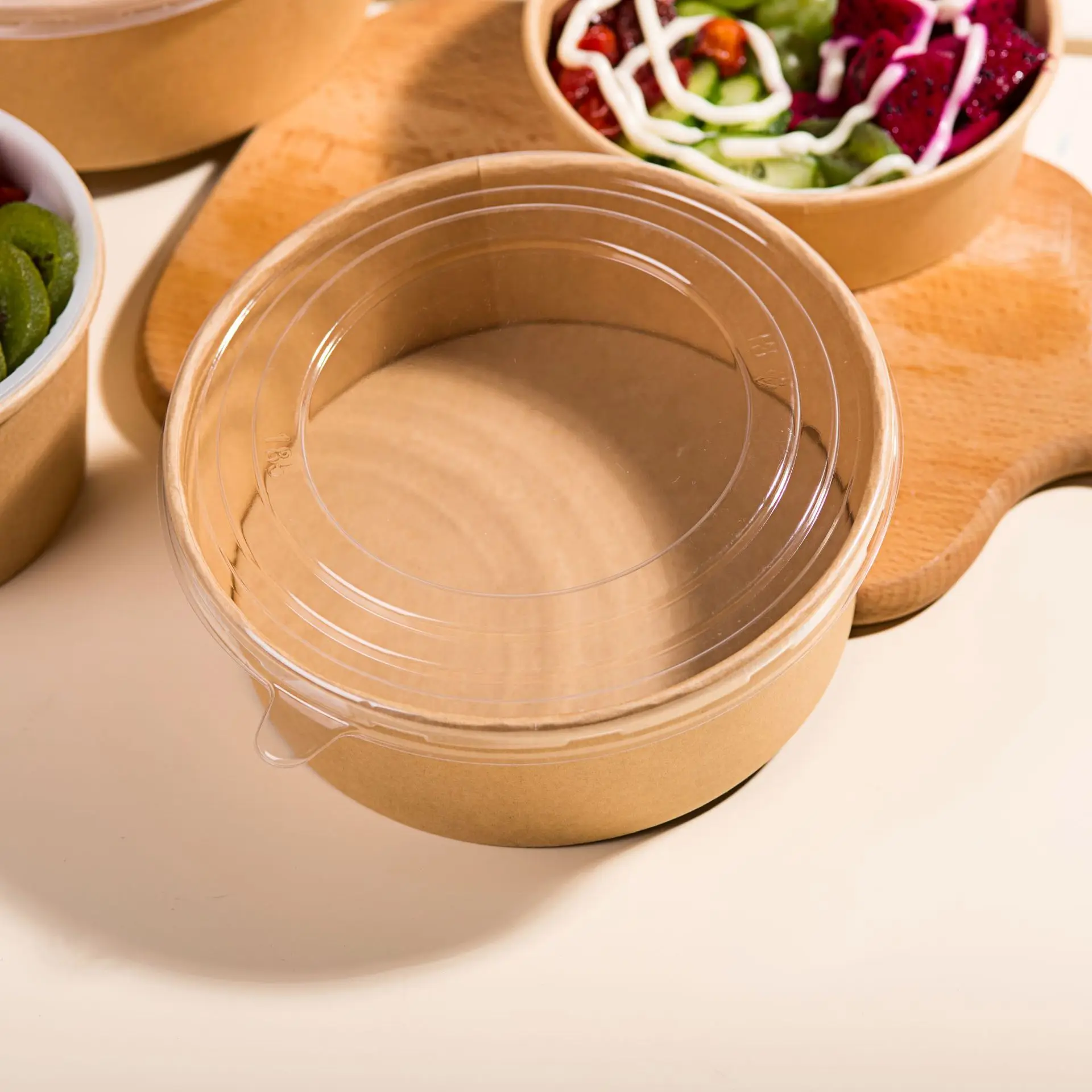 Одноразовая суповая чаша для мороженого йогурта На Заказ Круглая Бумажная на заказ с крышкой