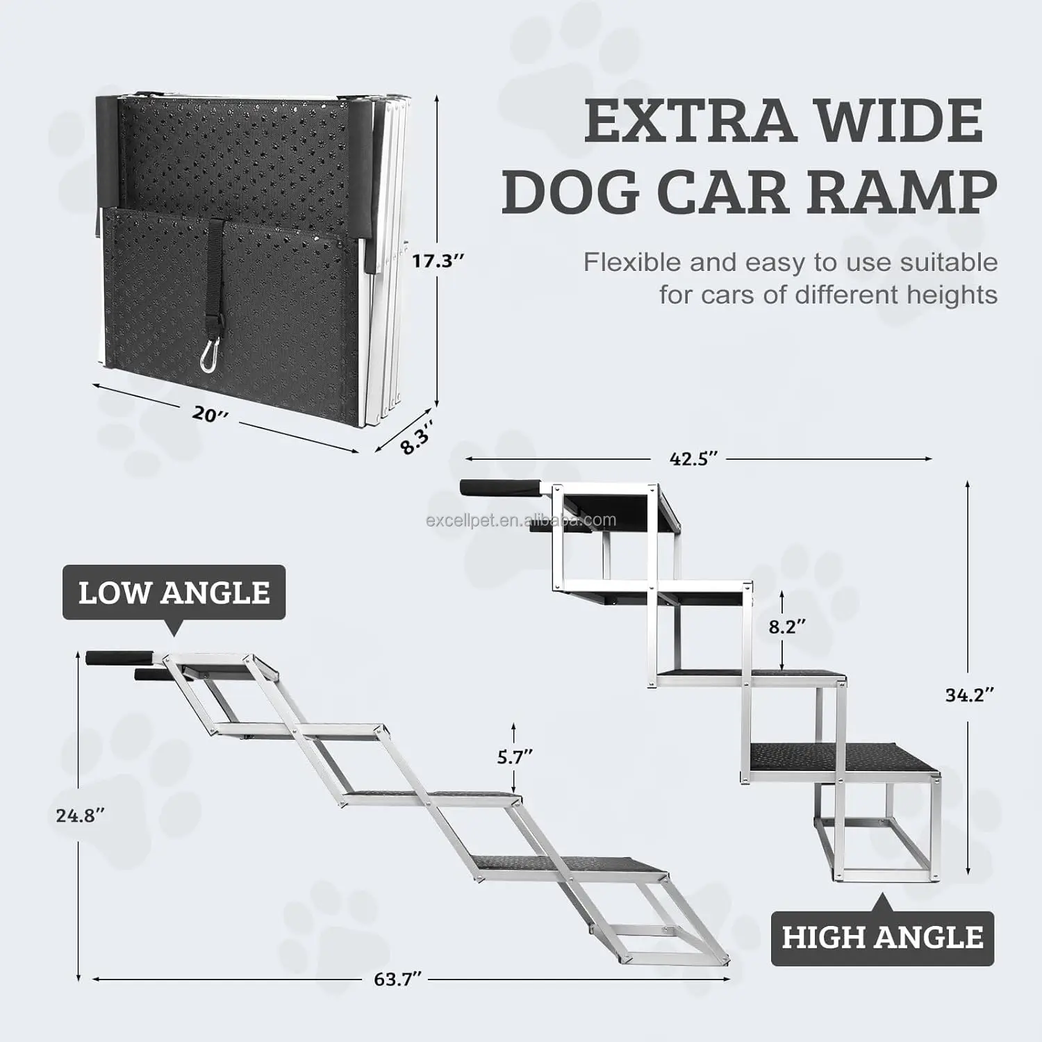 Pet Aluminum Car Step Foldable Dog Stair for Vehicle