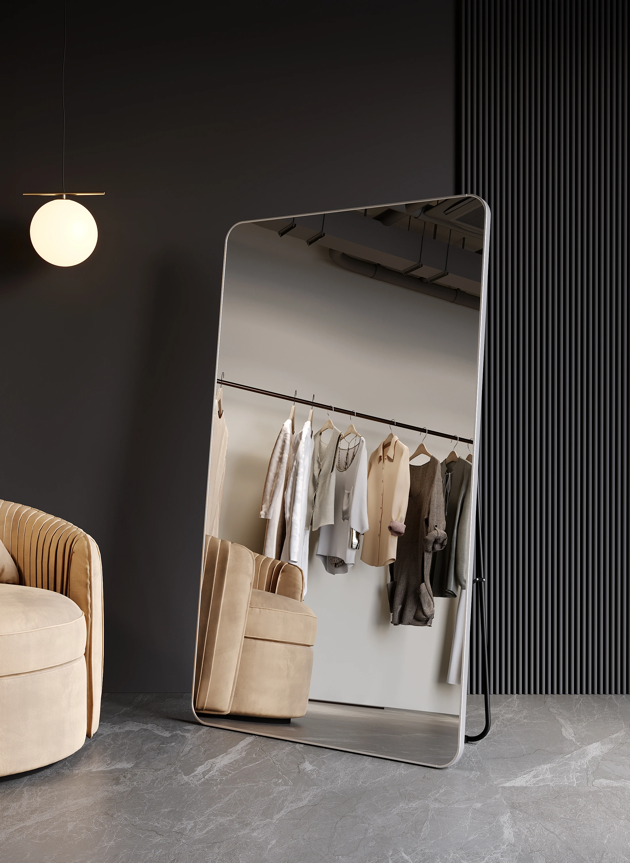 Home Bedroom Decor Luxury Gold Long Big Large Dressing Makeup Vanity Full Body Glass Standing Framed Mirror Miroir