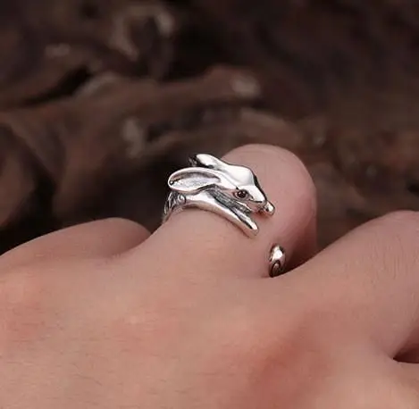 Vintage Silver Hollow Cactus Leaf Flower Crown Elephant Foxs Tiger Bird Animal Men Women Custom Charm Statement Rings