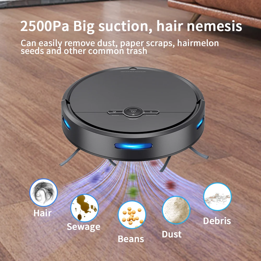 Geerlepol Rechargeable Smart Robot Vacuum Cleaner 3 in 1 Auto Smart Sweeping Dry Wet Mop Strong Suction Intelligent Cleaners
