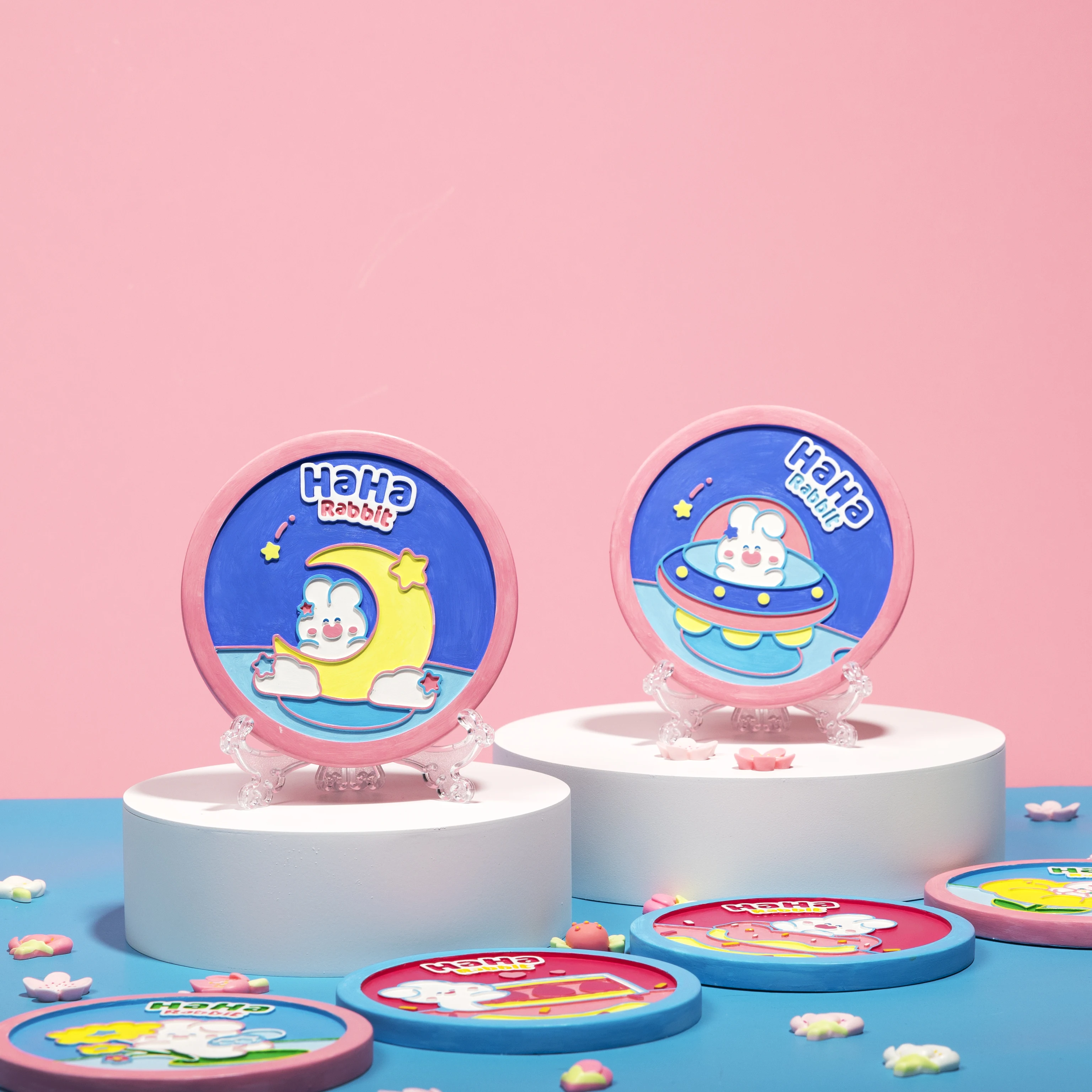 2024 New children gypsum drawing-Haha Rabbit-moon plaster white embryo art diy painting toy set kids craft kits gift for child