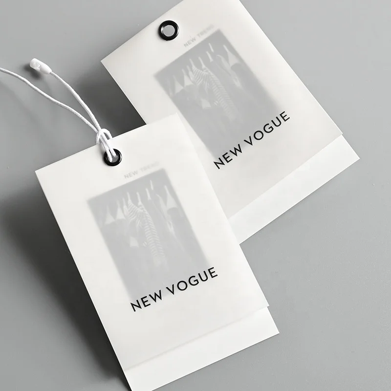 Fashion new tags for clothes synthetic paper translucent frosted PVC clothing tags waterproof and tear-proof hang tags