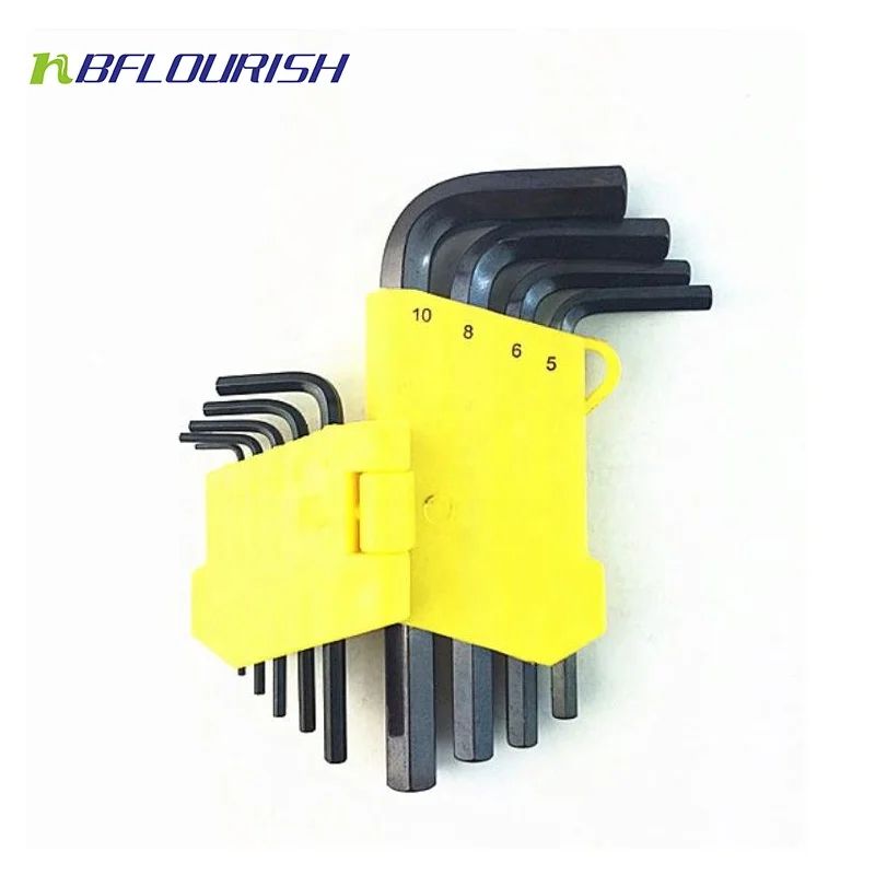 YUTE 9PCS Arm flat end short Hex Key& Black finish Allen wrench set