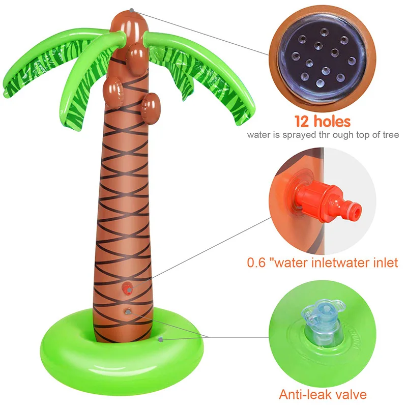 High Quality PVC Folding Eco-Friendly Spray Coconut Tree Water Sprinkler Summer Inflatable Play Toy