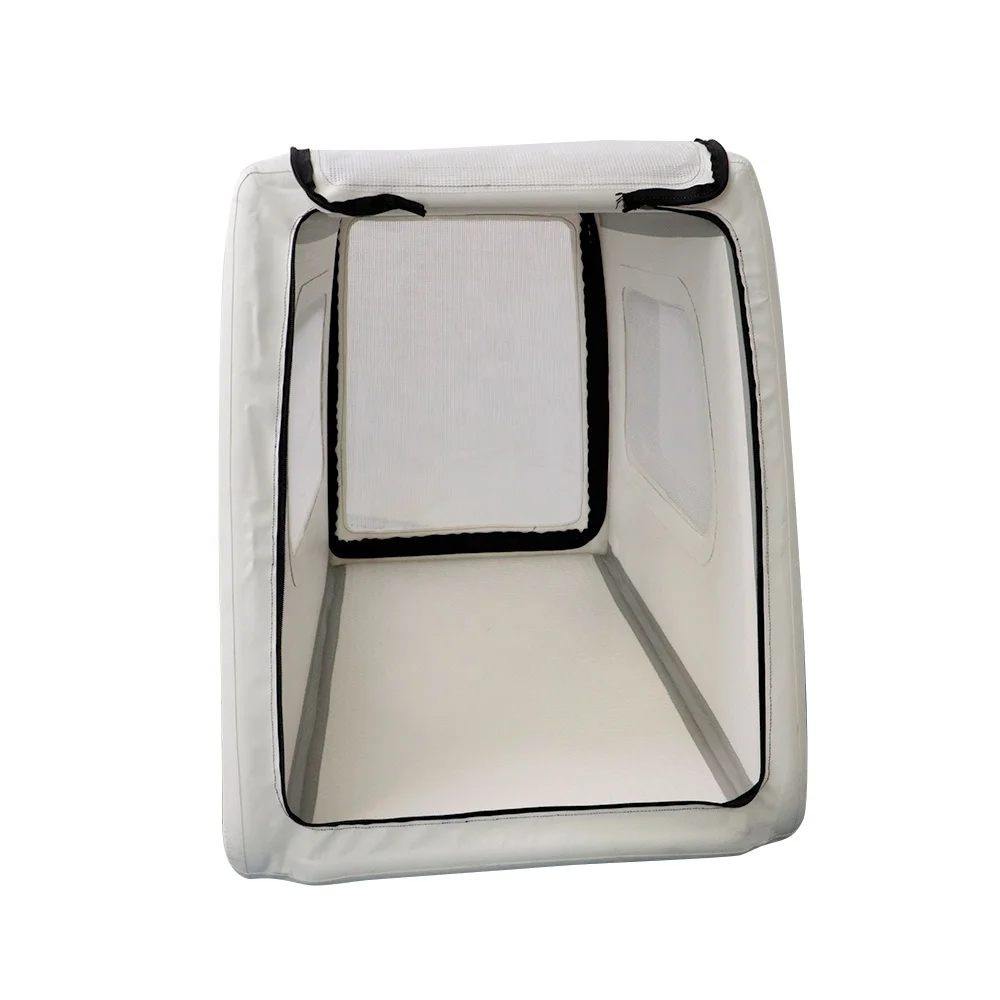 Underice Drop Stitch Travel Inflatable Dog Kennel Pet House Easy for Carry White Dog Crate Big Room Car Carrier with Zipper