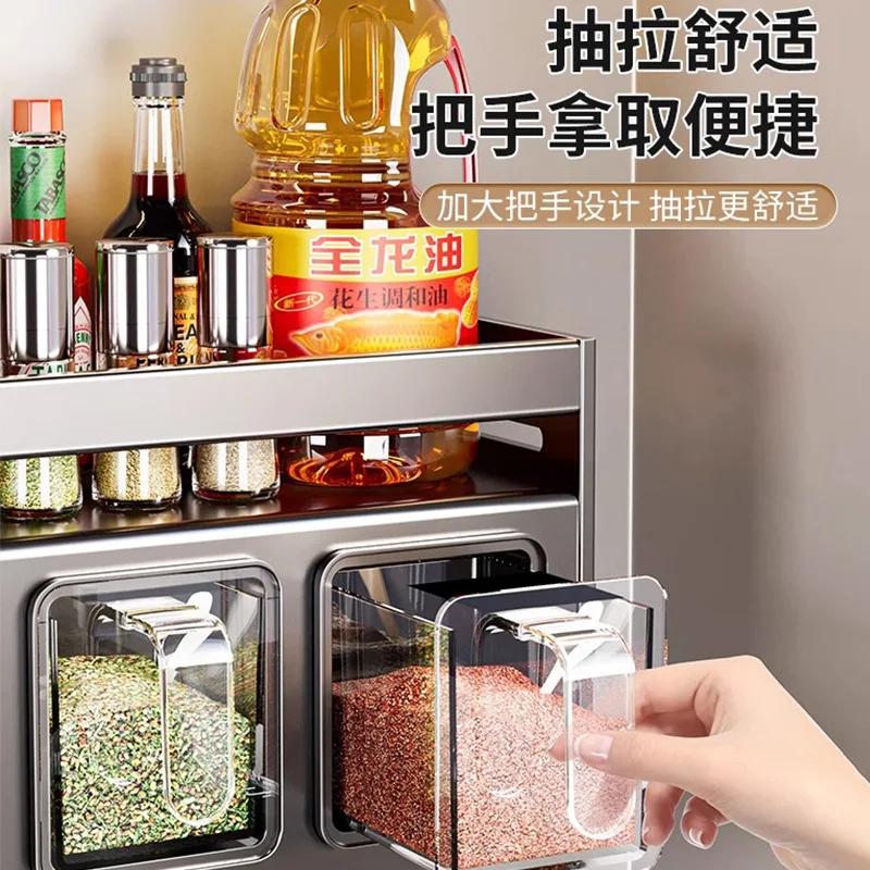 Multi functional plastic box, spice bottle rack, kitchen rotating canned food storage rack