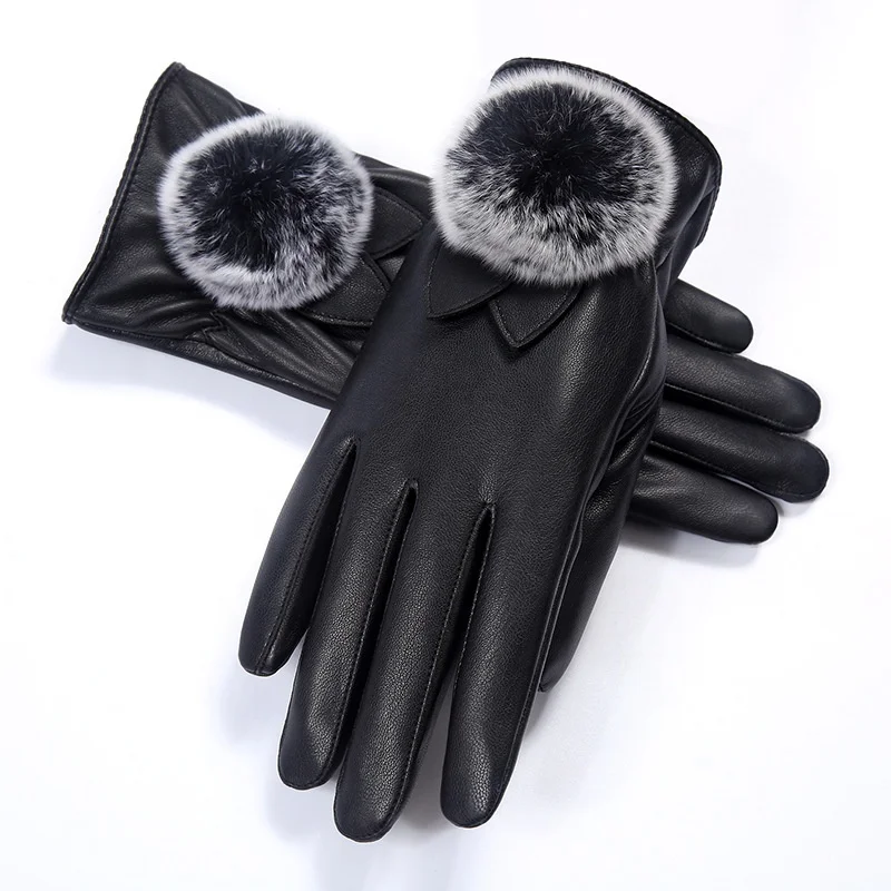 Теплые зимние женские велосипедные модные ветрозащитные зимние перчатки из искусственной кожи для сенсорных экранов