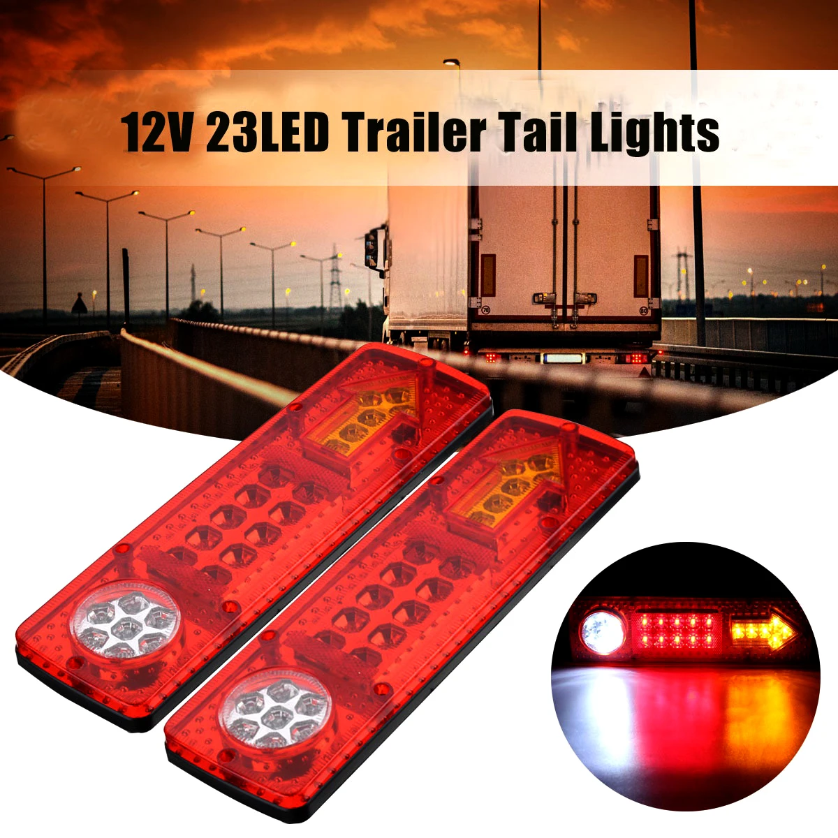 High Quality 12v 23led Truck LED Turn Signal Tail Lights for Trailer Truck Bus Lamp Parts Origin Type Size