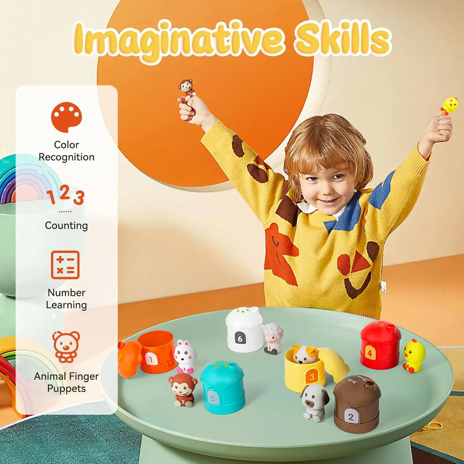 12 PCS Farm Animals Set Toys Learning Farm Animal Toys Counting &Matching Baby Educational Toys Montessori for Kids Toddlers