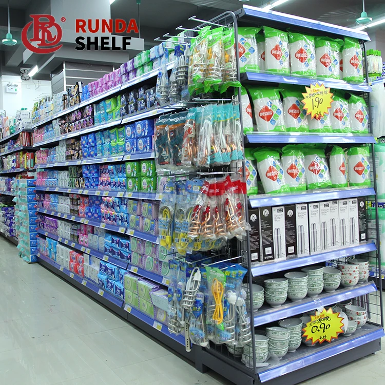 Supermarket Display Racks Steel and Wood Material Gondola Rack Shelving for Storage for Store Use-RZ