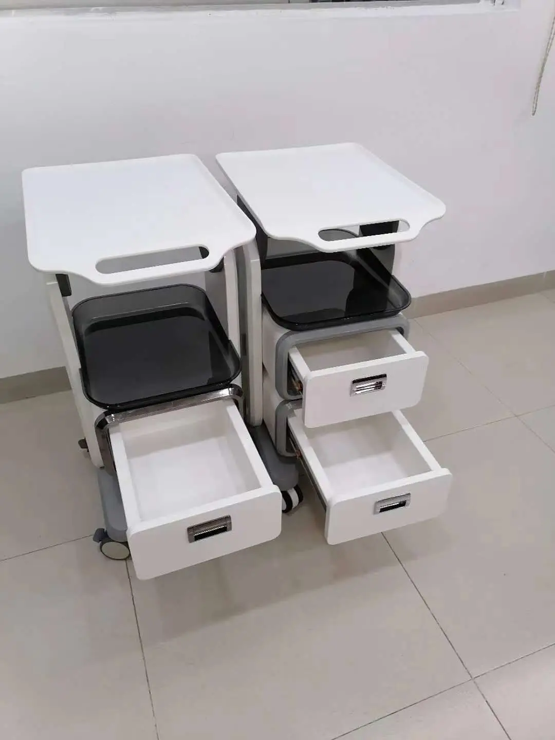 Mobile Tool Cart With Wheels 2 Drawers Trolley Multifunction Roller Tool Cabinet For 3d Scanner Machine