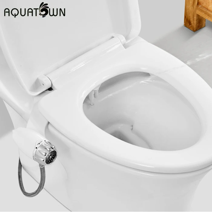 AQUATOWN Super Slim Dual Nozzles Toilet Bidet Attachment for Bathroom