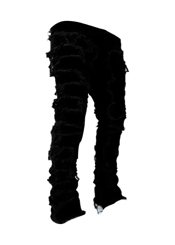 Drop Shipping Mens Denim Pants Plus Size Casual Pattern Ripped Skinny stacked jeans men