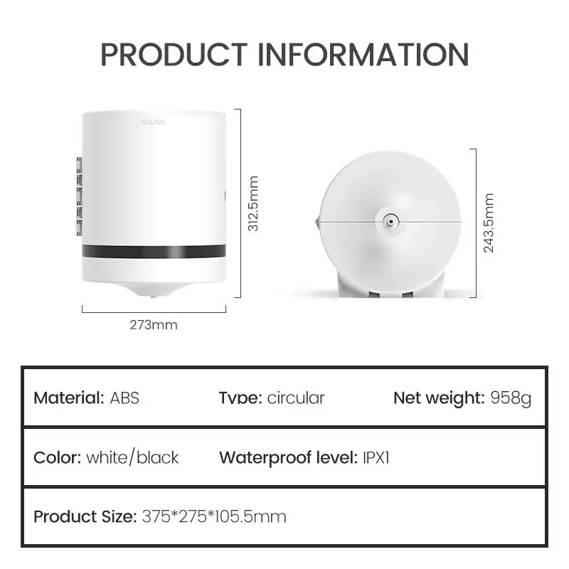 Wall Mounted Tissue Roll Toilet dispenser Punch Free Center Pull Paper Roll Dispenser Holder For Hotel