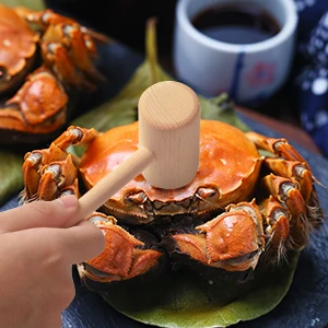 Customize logo Solid beech wood hammer mallet with round edge