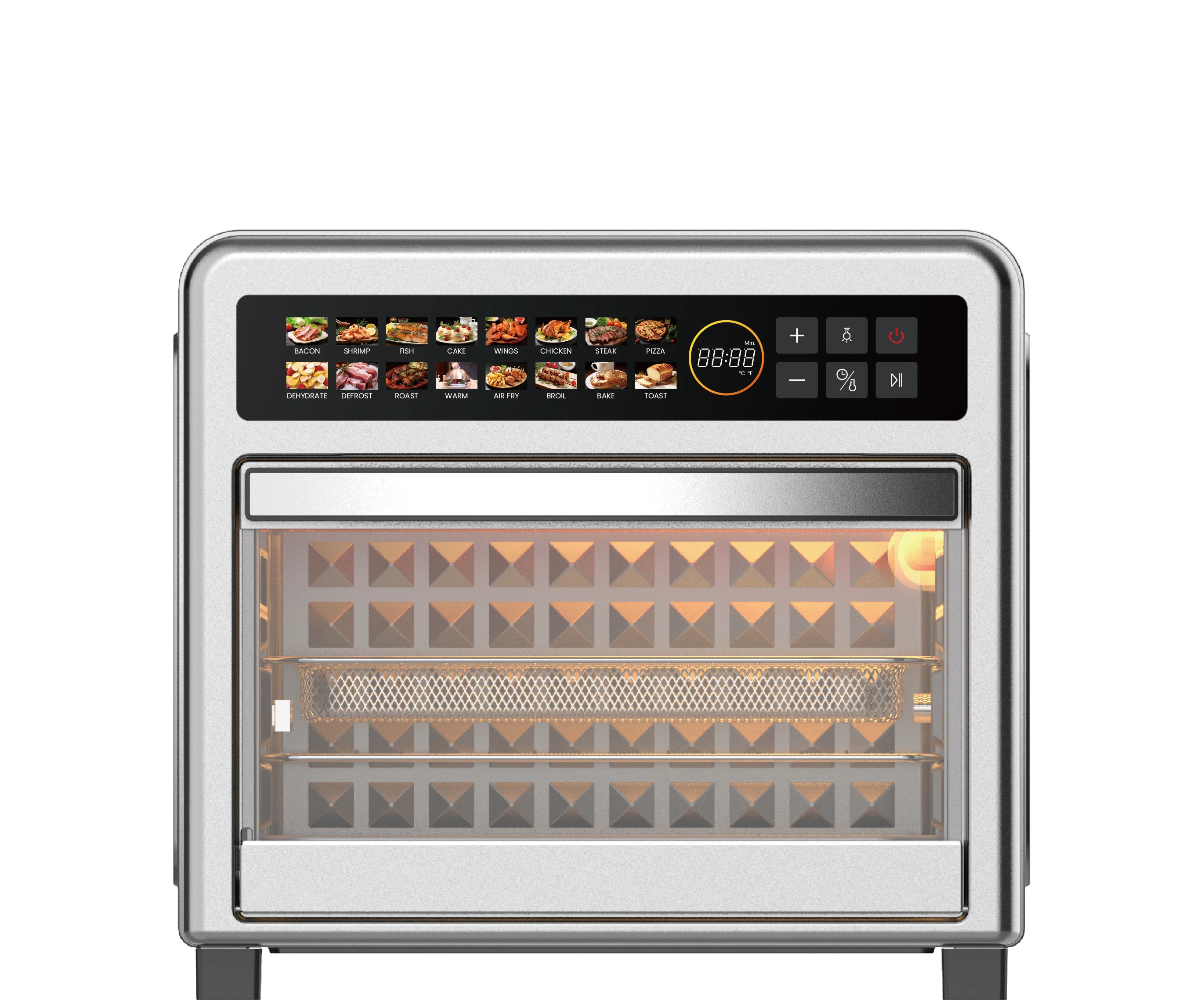 LCD display touch screen air fryer toaster oven multi-functional oven 16/12/8 menu choices