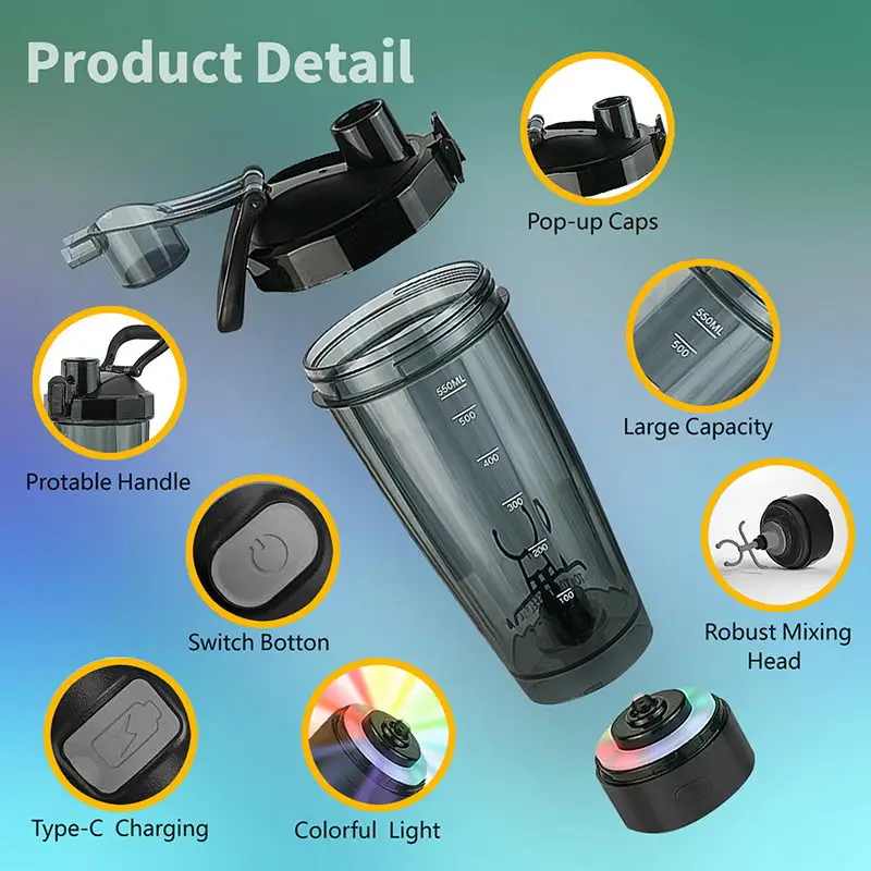 TEDI Customization Color Tumbler Bpa Free Vibrating plastic water bottles Protein Gym Sport Shaker Water Bottles To Drink