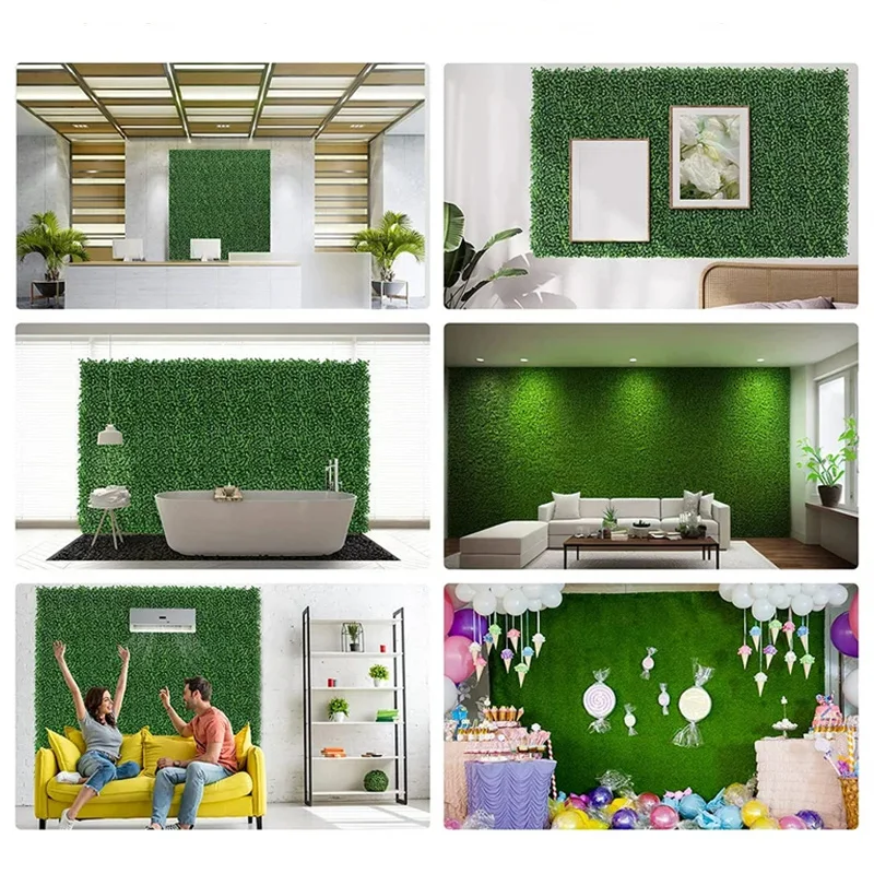 Garden decoration hanging faux artificial hedge panel foliage green grass leaves plant wall