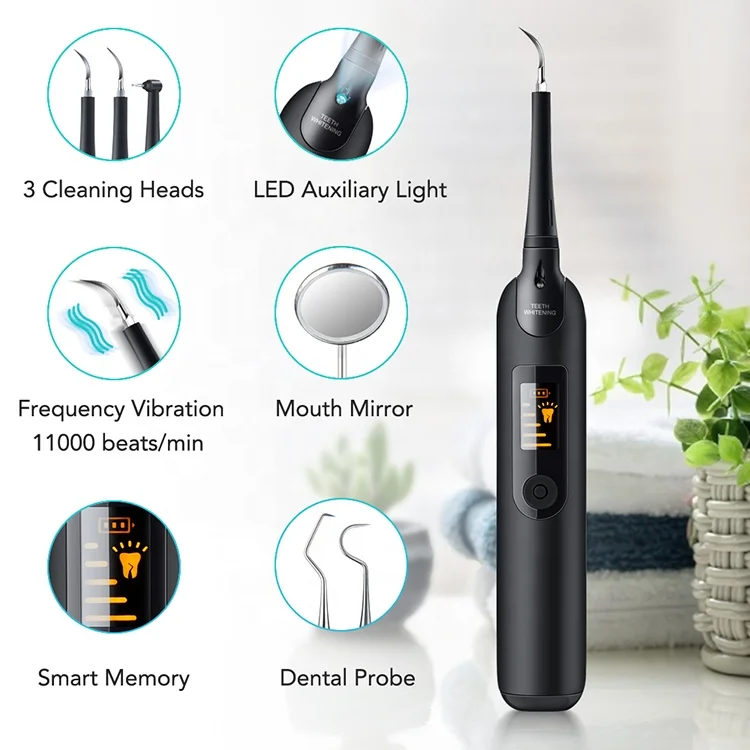 LED Screen High Frequency Vibration Ultrasonic Tartar Remover Tooth Cleaner portable Dental water