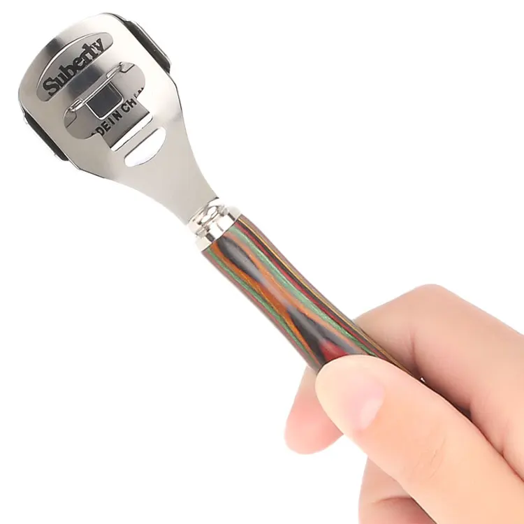 Foot scraper color wood handle stainless steel head for removing dead skin calluses