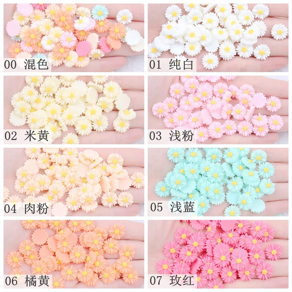 Cute Kawaii Craft Supplies DIY Sunflower Cabochon Charms Flatback Beads Daisy Flower Resin Charm for Phone Case Charm