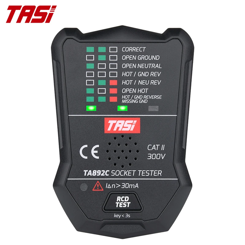 TASI TA892C 175V~250V Voltage Tester Voice RCD GFCI EU Plug European Wall