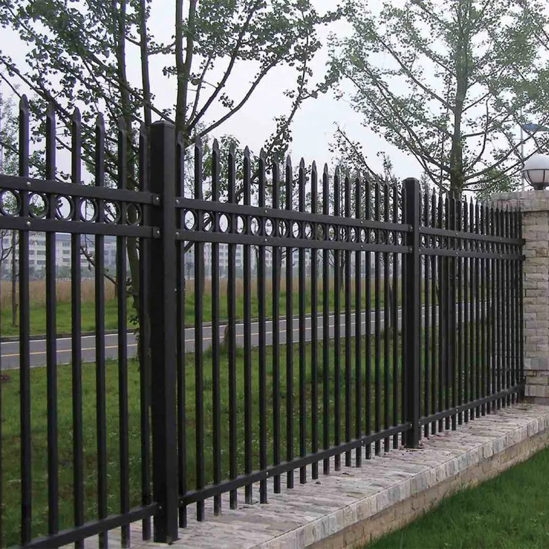 powder coated spear top metal picket fence steel tubular bar railing fencing design