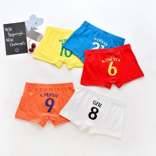 Wholesale High Quality 40S Combed Cotton Cute Number Printing Boy Underwear Kids Underwear