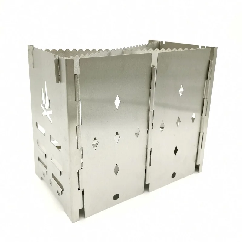 Stainless Steel Wood Camping Burning Stove Backpacking Stove with Mini BBQ Grill