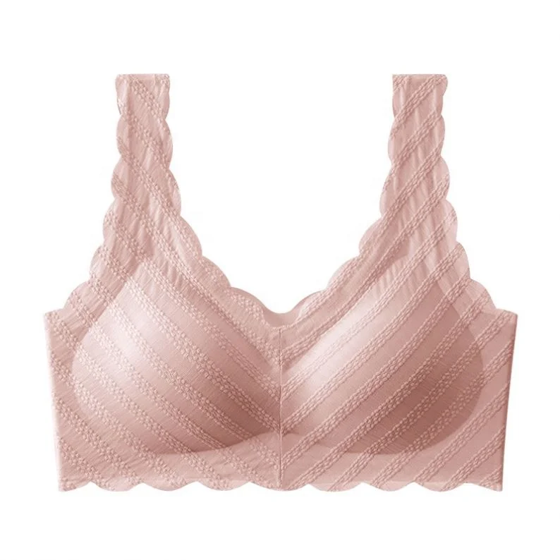 High Texture vest style bubble pattern lace beautiful back push up comfort anti-sagging nude feel traceless lace underwear