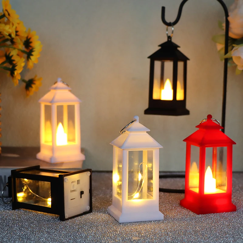 Christmas Mini Lantern with Flickering LED Candles for Indoor Outdoor Wedding Halloween Party Table Centerpiece