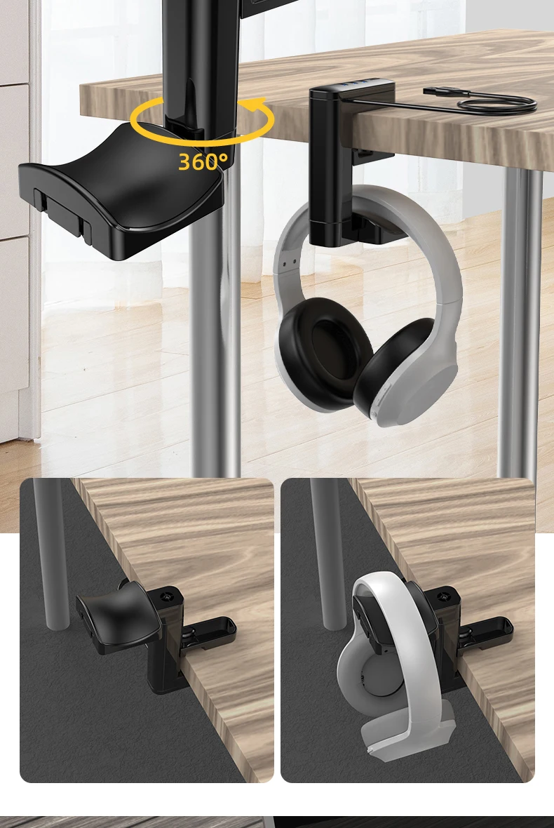 Free Logo Custom usb Charging Port Hub Headphone Holder Headset Stand Headphone Display Hanger