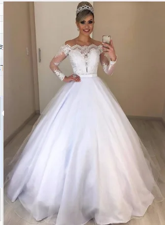 
High quality new elegant sexy fluffy tail lace simple style bridal wedding dress 