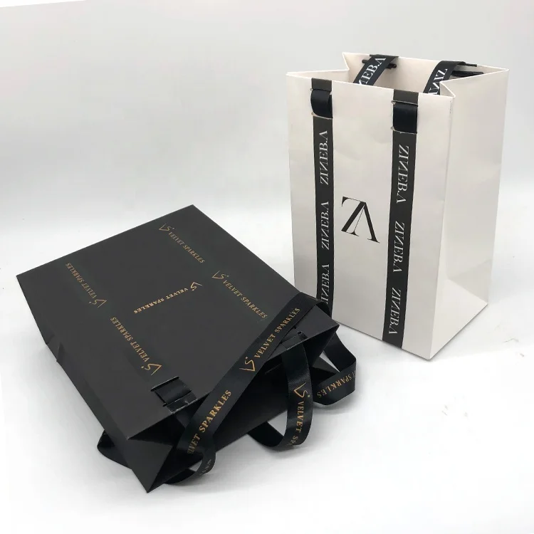 Luxury Recycled Custom Printing Logo Shopping Pack Paper Bag White