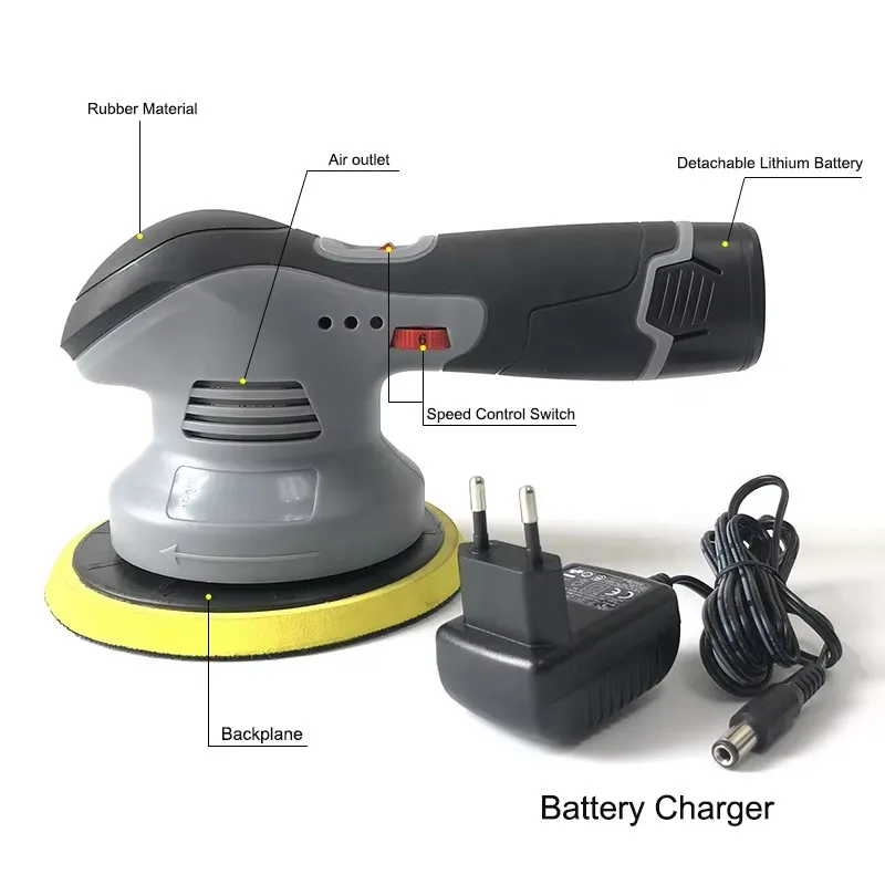 OEM Wholesale 12v Li-ion Battery Powered Portable 125mm 150mm Mini Cordless Sander Polisher Variable Speed Car Orbital Polisher