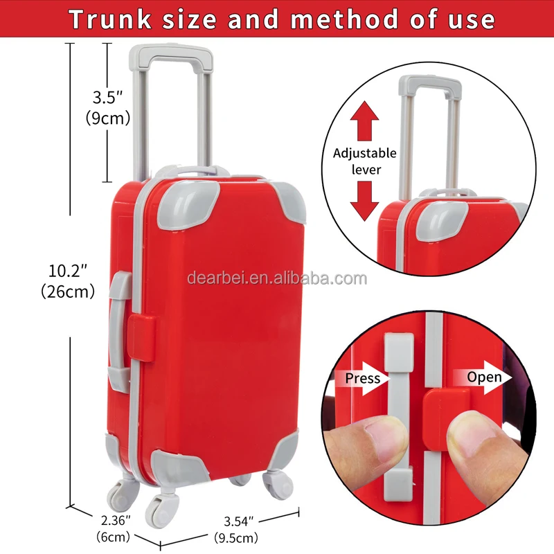 1Pcs Dollhouse Miniature Luggage Suitcase Storage Trolley Case Travel Holiday Toy Dolls House Handbag Model for Barbie doll