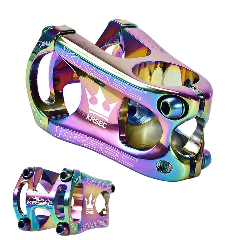 KRSEC MTB Stem Rainbow Ultra light CNC Alloy 31.8*28.6mm 50mm Short Bike Stem Bicycle Handlebar Stem