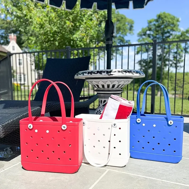 Wholesale Large Capacity Big Bogg Bag Waterproof EVA Summer EVA Beach Bag Bogg Tote Travel Handbags Custom Print Rubber Bags